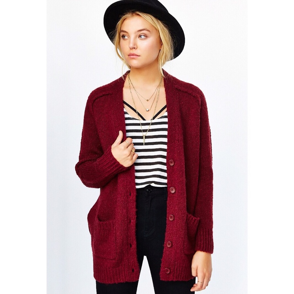 Urban Outfitters Red Knit Cardigan